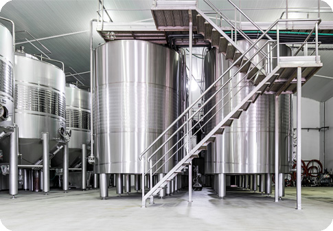 silo, tanks in stainless steel