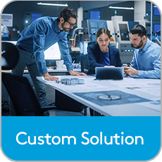 Three engineers working together at a conference table - Custom Solution
