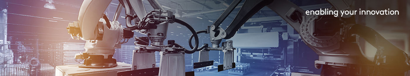 Robot arm manipulator. Modern packaging line
